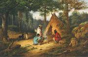 Cornelius Krieghoff Caughnawaga Indians at Camp oil painting
